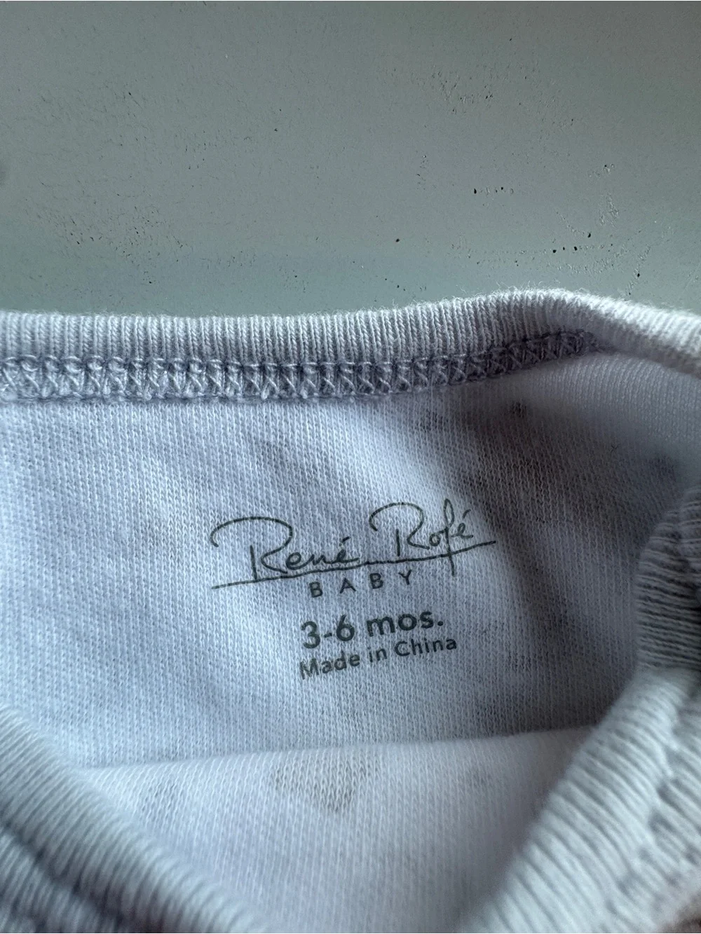 Rene Rofe White Footed Baby One-Piece with Gray Elephant Print